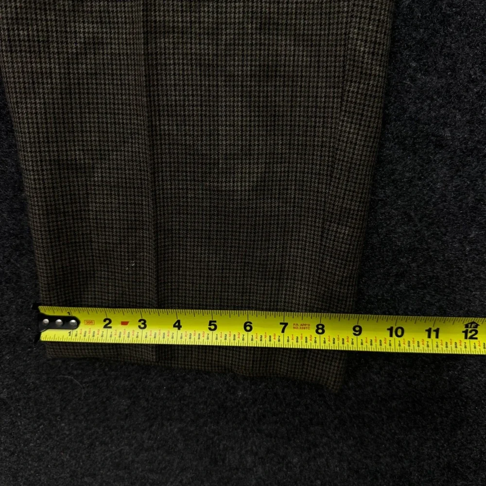 Brooks Brothers Men 34 Brown Houndstooth Wool Cashmere Pleated Cuff Pants Italy